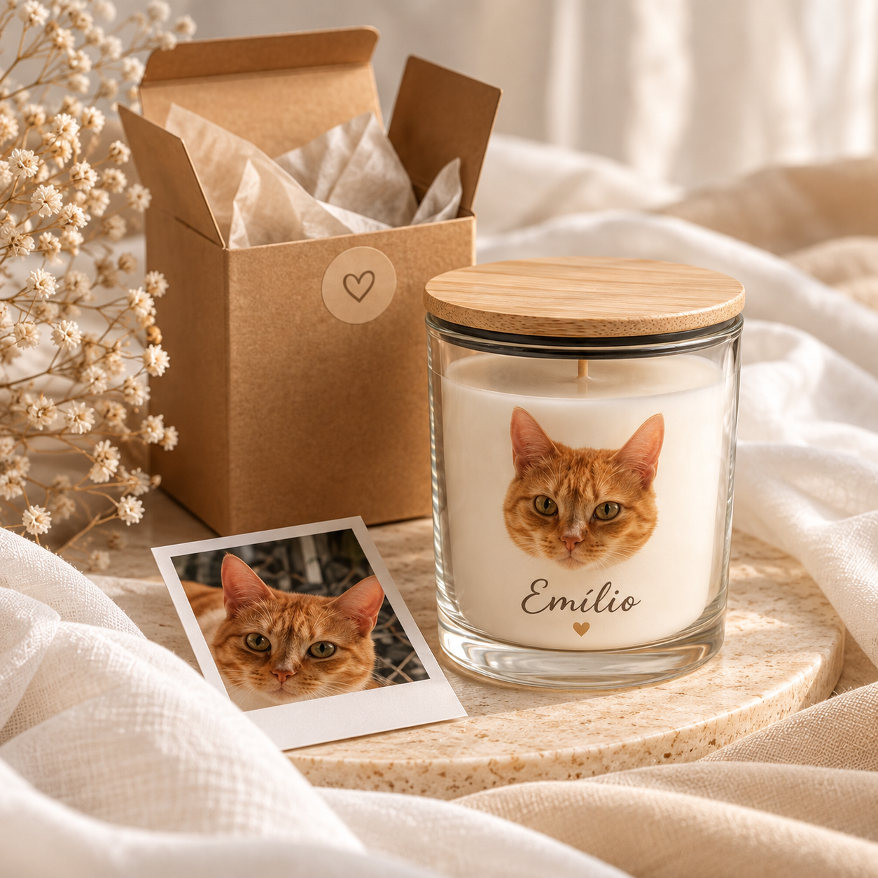 Vela Pet Memory personalizada com foto e nome do pet