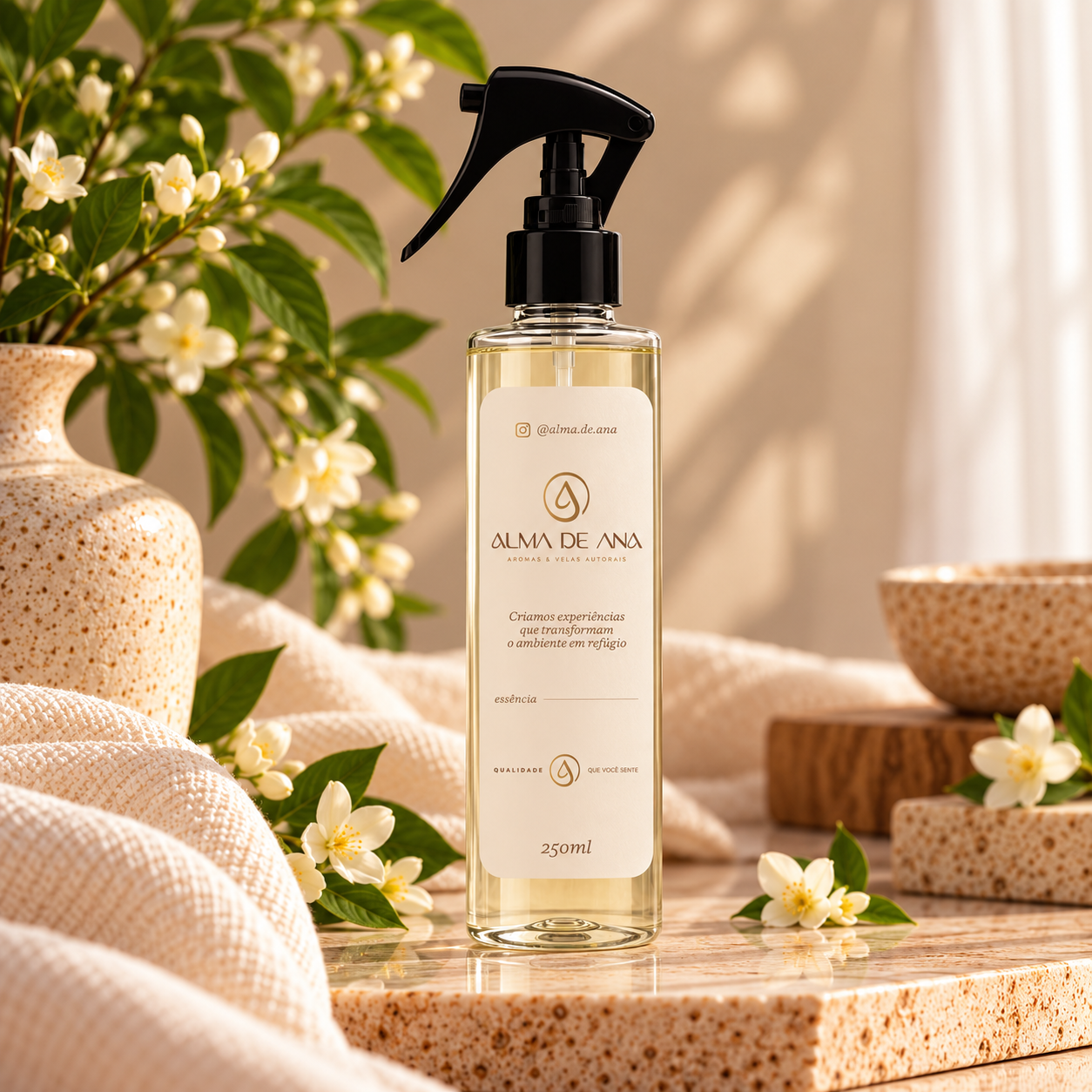 Home Spray Alma de Ana de 250 ml em frasco claro